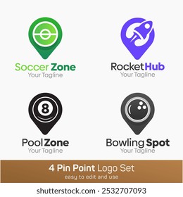 Pin Point Shape Logo Template Set. Good for Business, Agency, Community and Organization