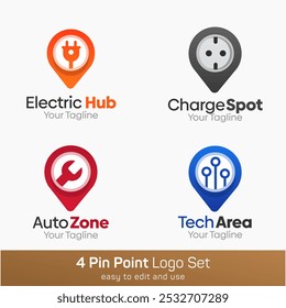 Conjunto de Modelos de Logotipo de Forma de Ponto de Fixação. Bom para negócios, agência, comunidade e organização