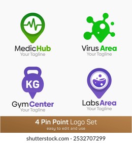 Pin Point Shape Logo Template Set. Good for Business, Agency, Community and Organization