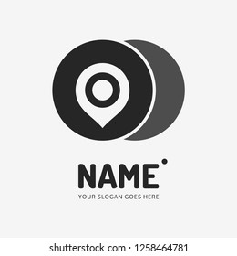 Pin point sign and abstract form. Vector logo design. Business concept icon.