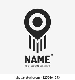 Pin point sign and abstract form. Vector logo design. Business concept icon.