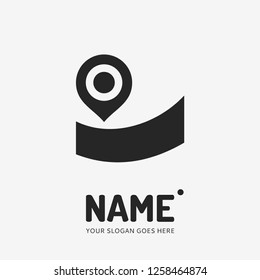 Pin point sign and abstract form. Vector logo design. Business concept icon.