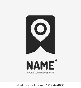 Pin point sign and abstract form. Vector logo design. Business concept icon.