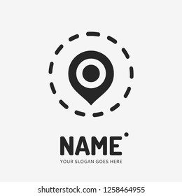 Pin point sign and abstract form. Vector logo design. Business concept icon.