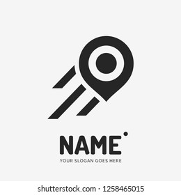 Pin point sign and abstract form. Vector logo design. Business concept icon.