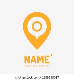 Pin point sign and abstract form. Vector logo design. Business concept icon.