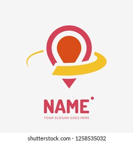 Pin point sign and abstract form. Vector logo design. Business concept icon.