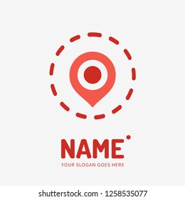 Pin point sign and abstract form. Vector logo design. Business concept icon.