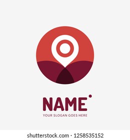 Pin point sign and abstract form. Vector logo design. Business concept icon.