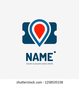 Pin point sign and abstract form. Vector logo design. Business concept icon.