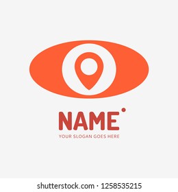 Pin point sign and abstract form. Vector logo design. Business concept icon.