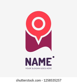 Pin point sign and abstract form. Vector logo design. Business concept icon.
