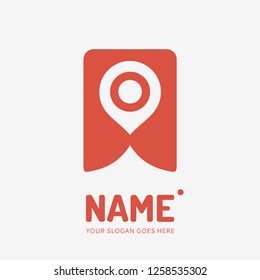 Pin point sign and abstract form. Vector logo design. Business concept icon.