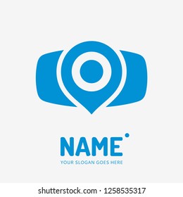 Pin point sign and abstract form. Vector logo design. Business concept icon.