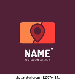 Pin point sign and abstract form. Vector logo design. Business concept icon.