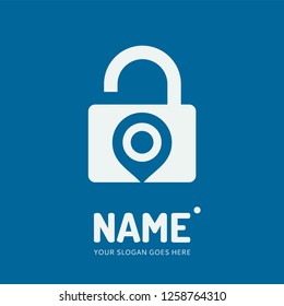 Pin point sign and abstract form. Vector logo design. Business concept icon.