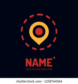 Pin point sign and abstract form. Vector logo design. Business concept icon.