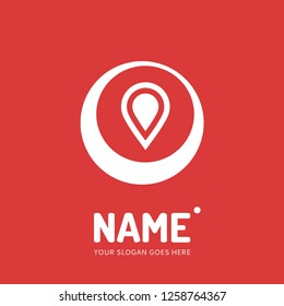 Pin point sign and abstract form. Vector logo design. Business concept icon.