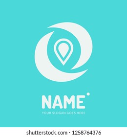 Pin point sign and abstract form. Vector logo design. Business concept icon.