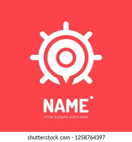 Pin point sign and abstract form. Vector logo design. Business concept icon.