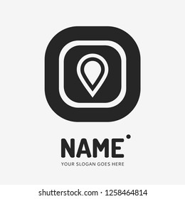 Pin point sign and app form. Vector logo design. Business concept icon.