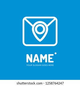 Pin point sign and mail form. Vector logo design. Business concept icon.