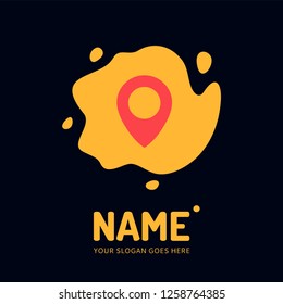 Pin point sign and splash form. Vector logo design. Business concept icon.