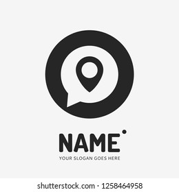 Pin point sign and target form. Vector logo design. Business concept icon.