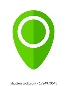 pin point symbol green for icon isolated on white, modern green pin circle for location icon marker, simple green pin symbol for position map, pin place flat icon green for navigation search, vector