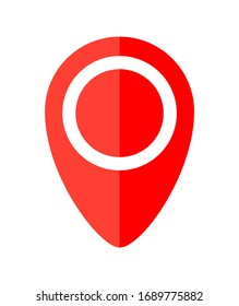 pin point symbol simple red for icon isolated on white, modern red pin circle for location icon marker, pin symbol for position map, pin place flat icon red for navigation search, vector