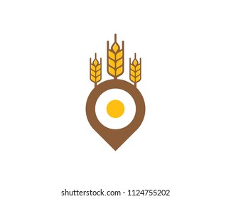 Pin Point Wheat Icon Logo Design Element