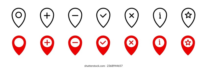 Pin, pointer icon. Map pin, location, gps icon collection. Pin, location destination vector icons