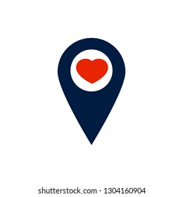 Pin pointer like favorite place. concept of point finder for ecommerce or roadmap and best right path to shop or house. flat simple trend logotype graphic minimal design ui element isolated on white