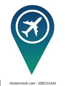 pin pointer location with airplane icon