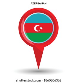 Pin pointer location with Azerbaijan flag symbol