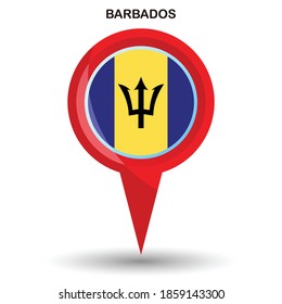 Pin pointer location with Barbados flag symbol