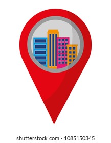 pin pointer location with building cityscape scene