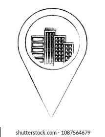 pin pointer location with building cityscape scene
