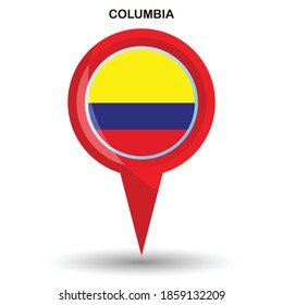 Pin pointer location with Columbia flag symbol