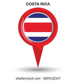 Pin pointer location with Costa Rica flag symbol