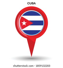 Pin pointer location with Cuba flag symbol