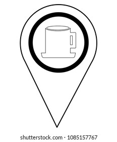 pin pointer location with cup coffee icon