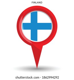 Pin pointer location with Finland flag symbol