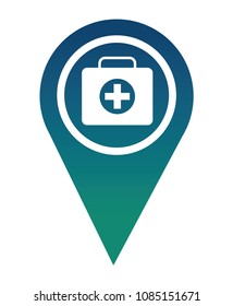 pin pointer location with first aid kit icon