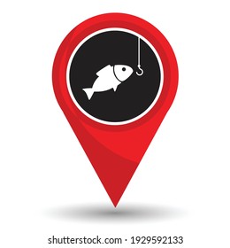 Pin pointer location with fishing area symbol