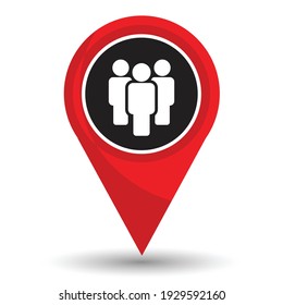Pin pointer location with gathering point symbol