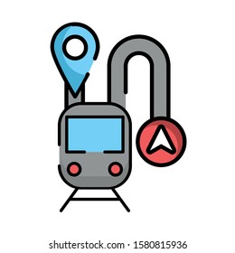 pin pointer location guide with road and subway vector illustration design