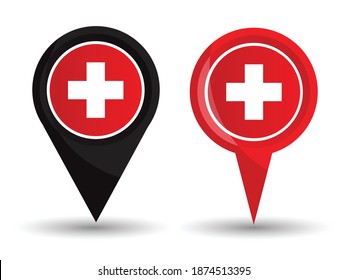 Pin pointer location with hospital symbol