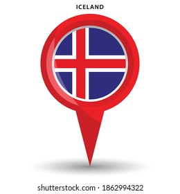 Pin pointer location with Iceland flag symbol