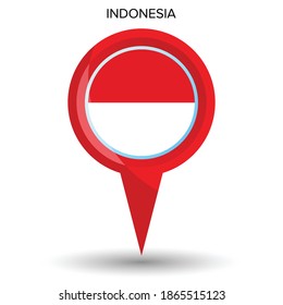 Pin pointer location with Indonesia flag symbol